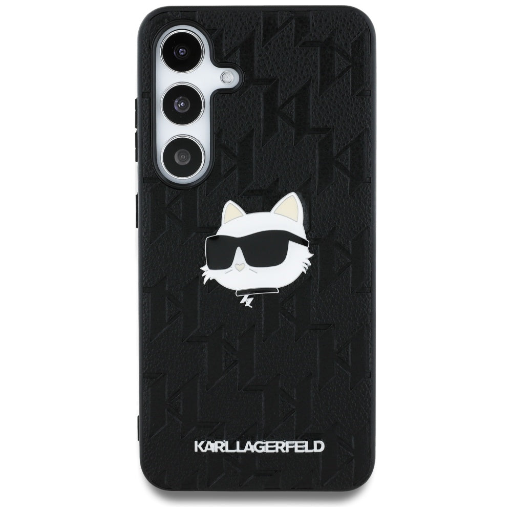 Etui til Samsung Galaxy S25 S931, Karl Lagerfeld, Monogram Choupette's Head, Sort