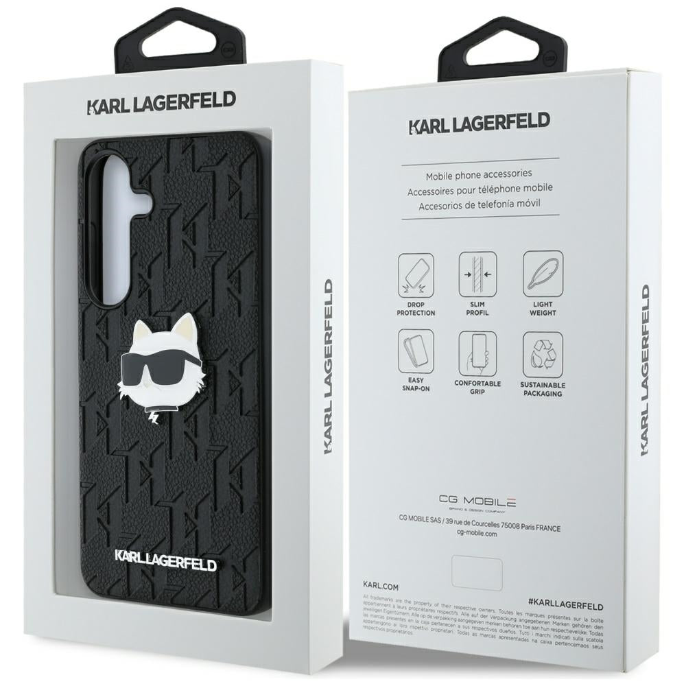 Etui til Samsung Galaxy S25 S931, Karl Lagerfeld, Monogram Choupette's Head, Sort