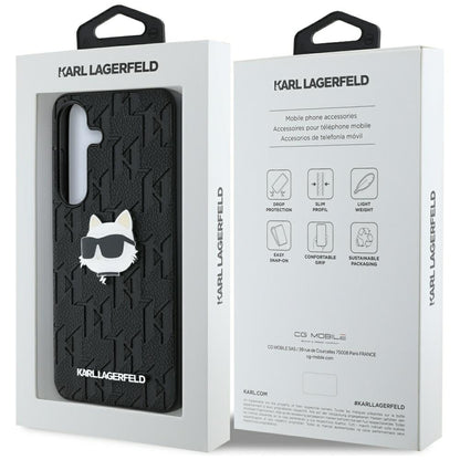 Etui til Samsung Galaxy S25 S931, Karl Lagerfeld, Monogram Choupette's Head, Sort