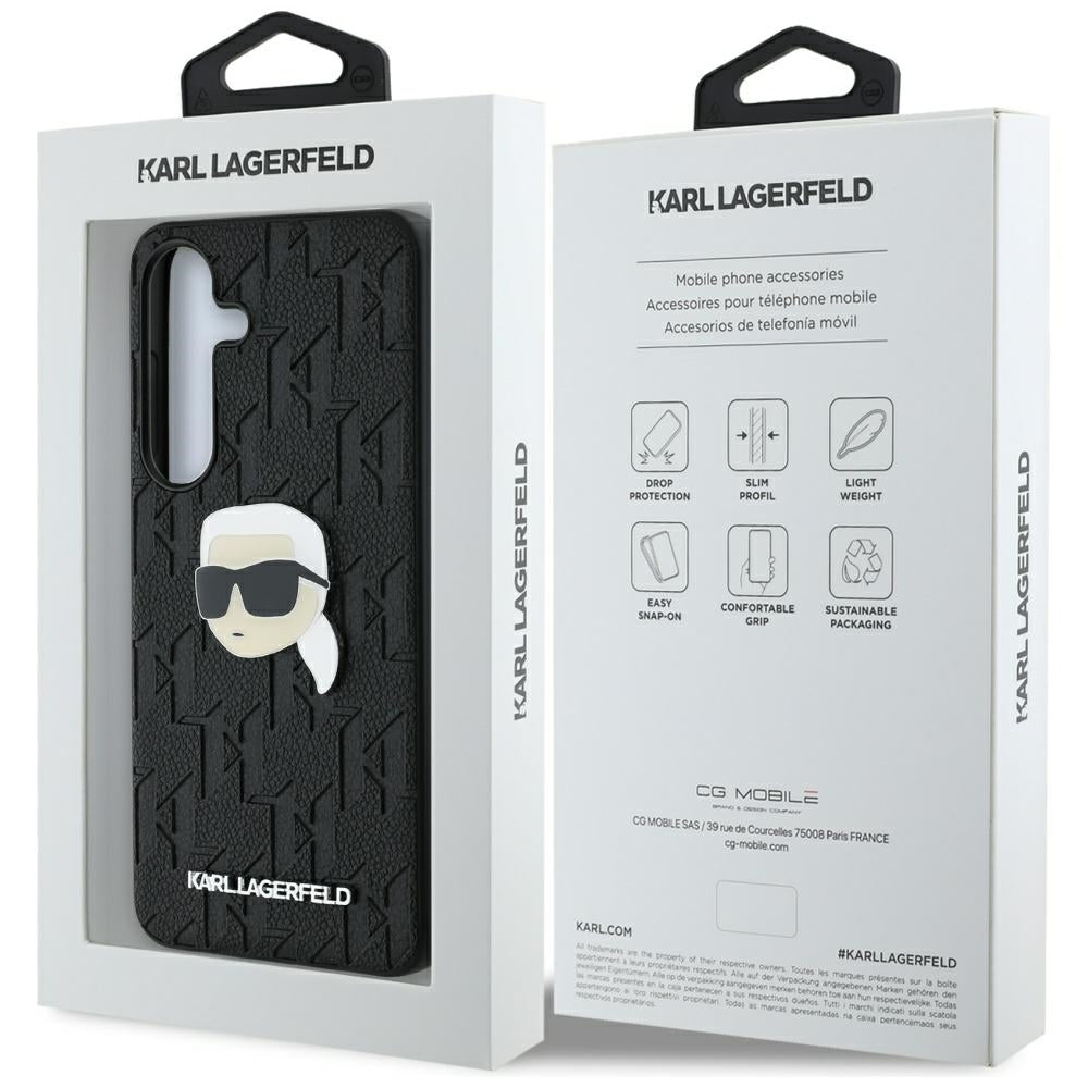 Etui til Samsung Galaxy S25 S931, Karl Lagerfeld, Monogram Karl's Head, Sort