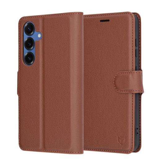 Cover til Samsung Galaxy S25 S931, Techsuit, Leather Folio, Brun