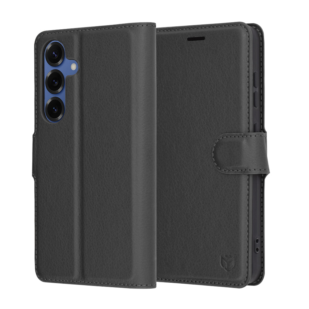 Cover til Samsung Galaxy S25 S931, Techsuit, Leather Folio, Sort