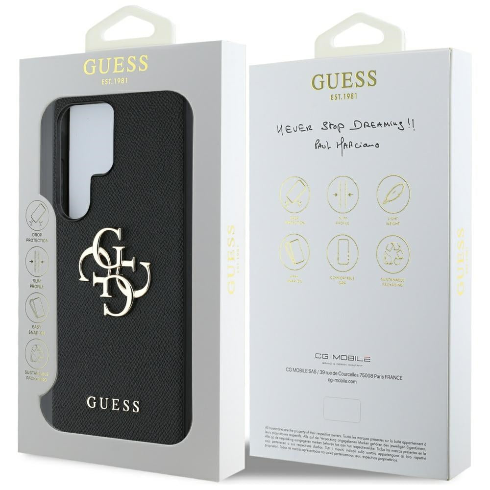 Etui til Samsung Galaxy S25 Ultra S938, Guess, 4G Grained Big and Classic Logo, Sort