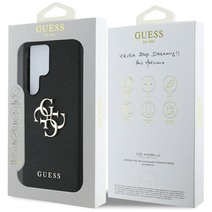Etui til Samsung Galaxy S25 Ultra S938, Guess, 4G Grained Big and Classic Logo, Sort