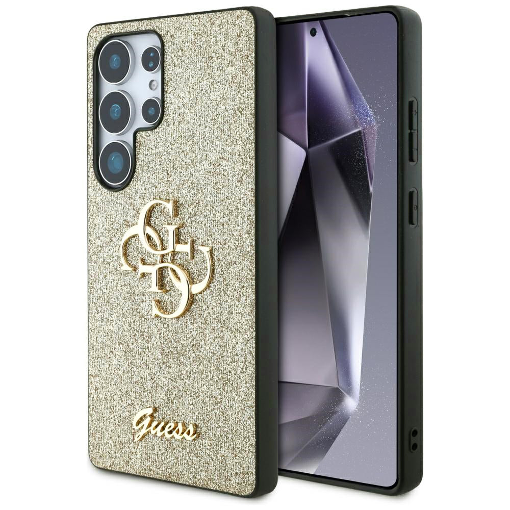 Etui til Samsung Galaxy S25 Ultra S938, Guess, Glitter Big 4G Script, Guld