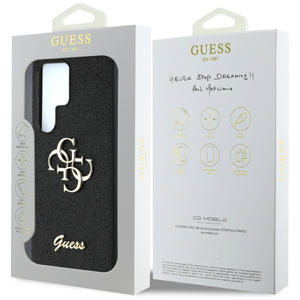 Etui til Samsung Galaxy S25 Ultra S938, Guess, Glitter Big 4G Script, Sort