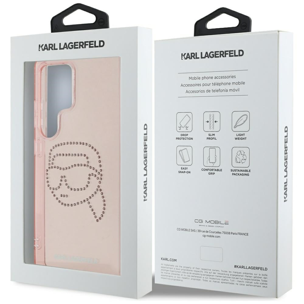 Etui til Samsung Galaxy S25 Ultra S938, Karl Lagerfeld, IML Luxury Karl's Head, Pink