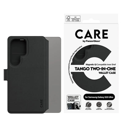 Etui til Samsung Galaxy S25 Ultra S938, PanzerGlass, Care Feature Tango Two-in-One, Sort