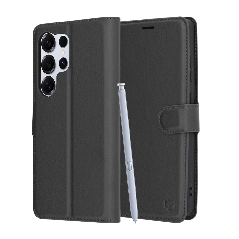 Cover til Samsung Galaxy S25 Ultra S938, Techsuit, Leather Folio, Sort
