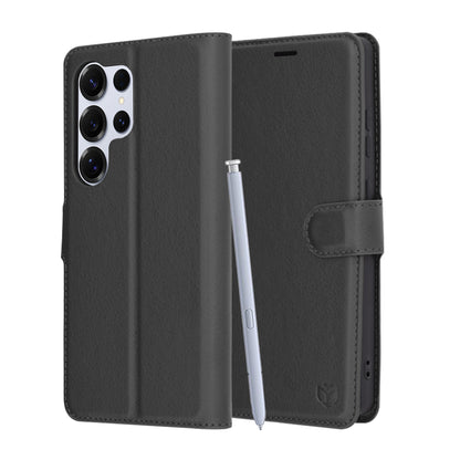 Cover til Samsung Galaxy S25 Ultra S938, Techsuit, Leather Folio, Sort