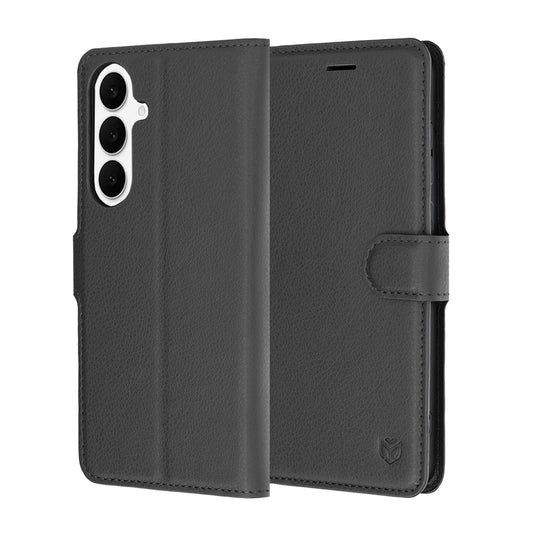 Case for Samsung Galaxy S26 FE / S25 FE, Techsuit, Leather Folio, Black