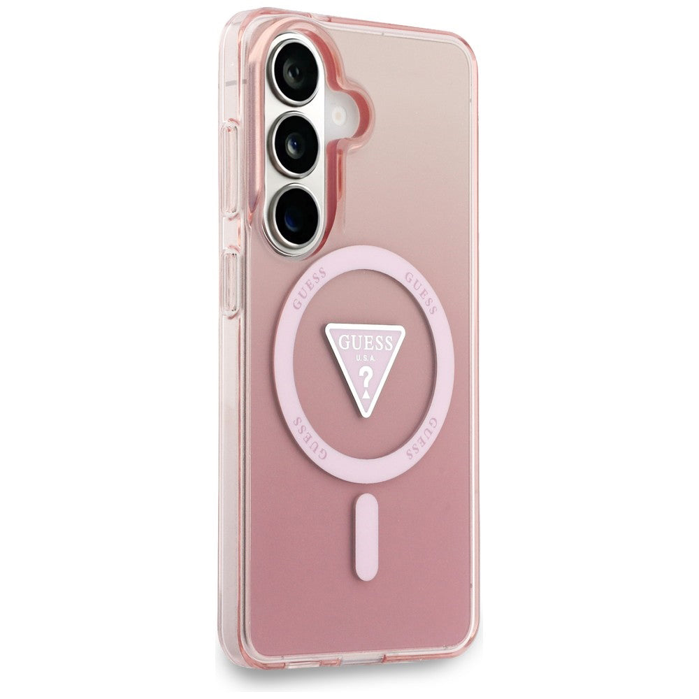 MagSafe cover til Samsung Galaxy S26 S942, Guess, IML Gradient Triangle Logo, Pink