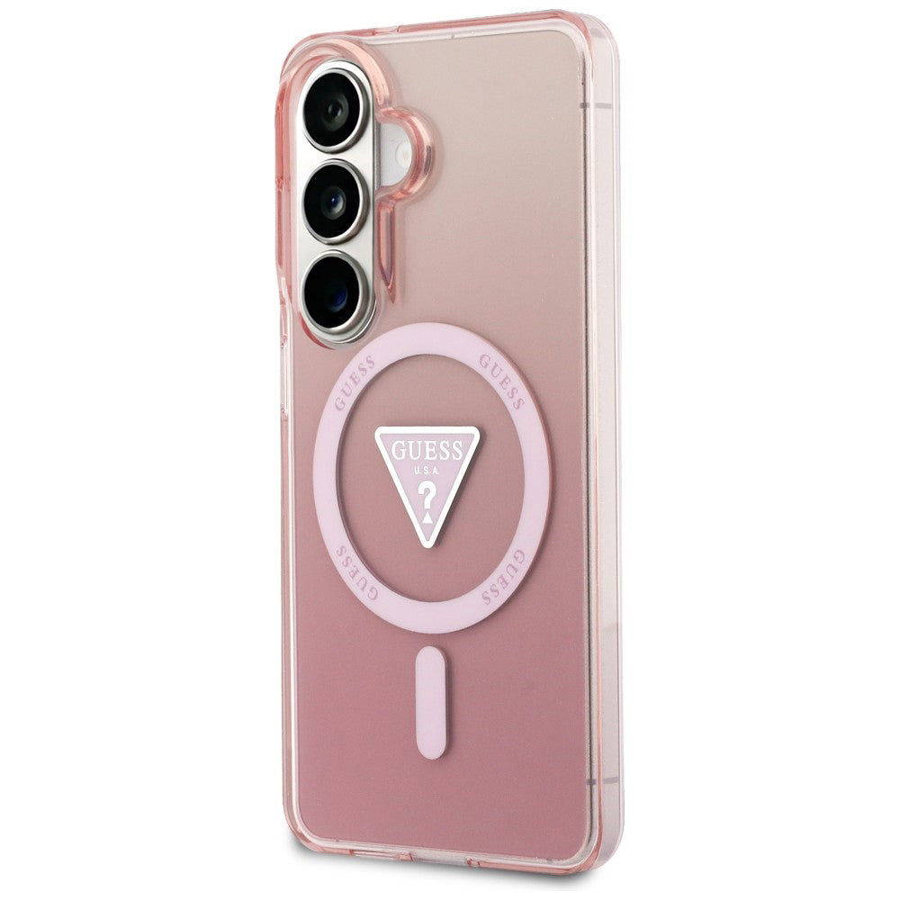 MagSafe cover til Samsung Galaxy S26 S942, Guess, IML Gradient Triangle Logo, Pink