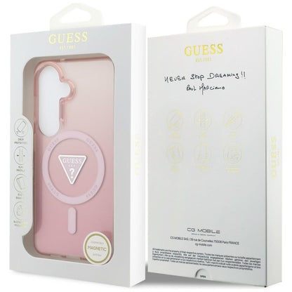 MagSafe cover til Samsung Galaxy S26 S942, Guess, IML Gradient Triangle Logo, Pink
