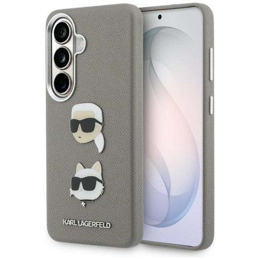 Etui til Samsung Galaxy S26 S942, Karl Lagerfeld, Saffiano Karl & Choupette's Head Pin, Grå
