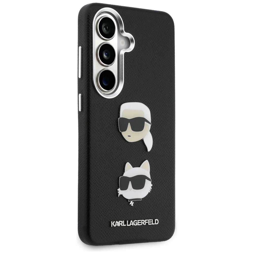 Etui til Samsung Galaxy S26 S942, Karl Lagerfeld, Saffiano Karl & Choupette's Head Pin, Sort