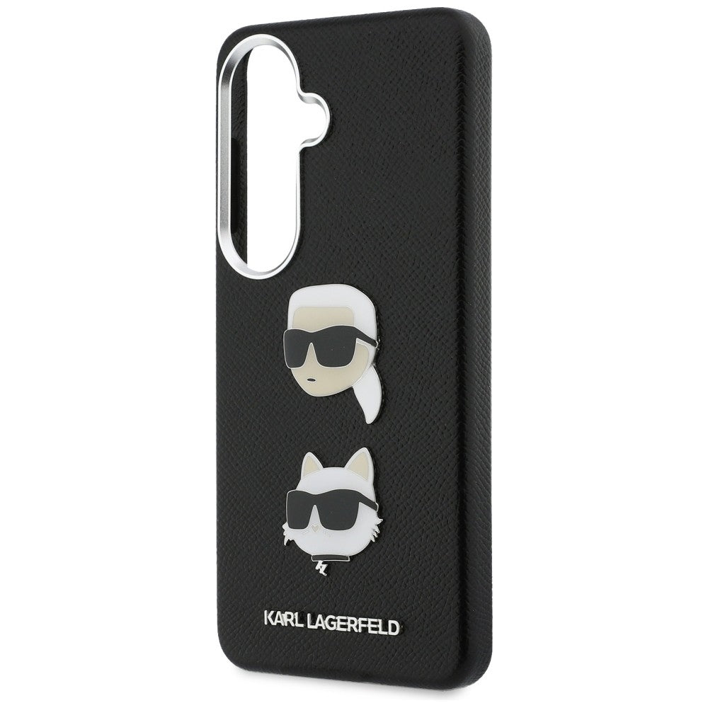 Etui til Samsung Galaxy S26 S942, Karl Lagerfeld, Saffiano Karl & Choupette's Head Pin, Sort