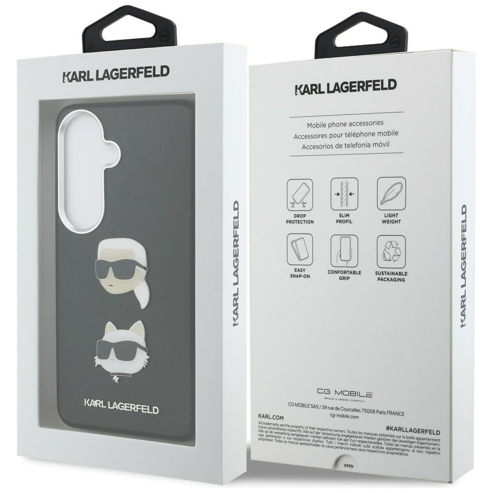 Etui til Samsung Galaxy S26 S942, Karl Lagerfeld, Saffiano Karl & Choupette's Head Pin, Sort