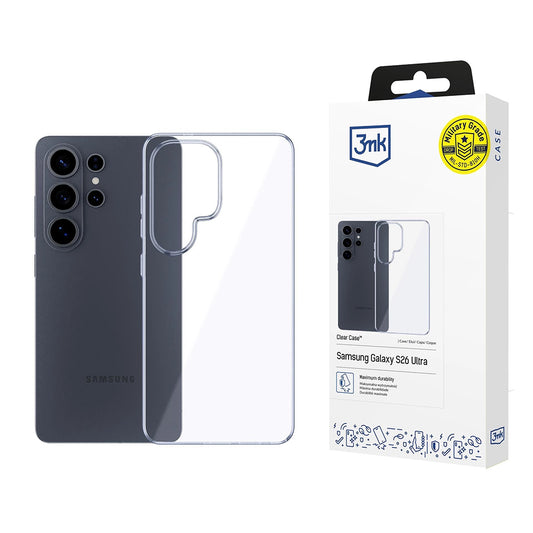 Etui til Samsung Galaxy S26 Ultra S948, 3MK, Klar, Gennemsigtig