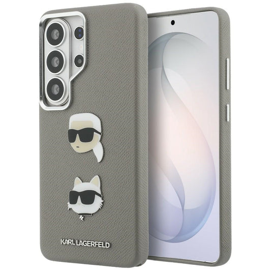 Etui til Samsung Galaxy S26 Ultra S948, Karl Lagerfeld, Saffiano Karl & Choupette's Head Pin, Grå