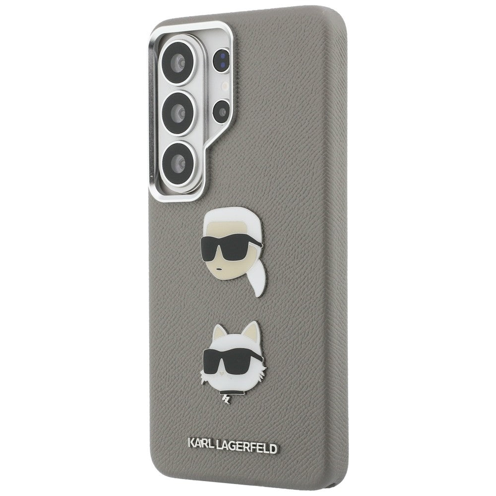 Case for Samsung Galaxy S26 Ultra S948, Karl Lagerfeld, Saffiano Karl & Choupette's Head Pin, Grey