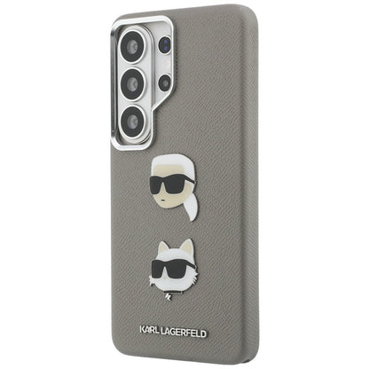 Case for Samsung Galaxy S26 Ultra S948, Karl Lagerfeld, Saffiano Karl & Choupette's Head Pin, Grey