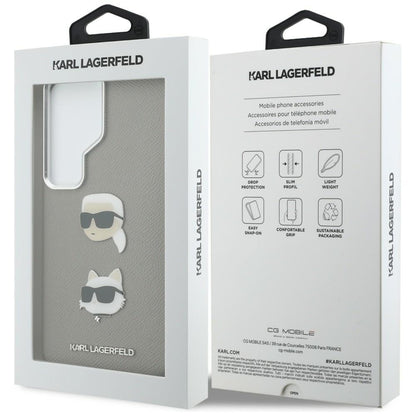 Case for Samsung Galaxy S26 Ultra S948, Karl Lagerfeld, Saffiano Karl & Choupette's Head Pin, Grey