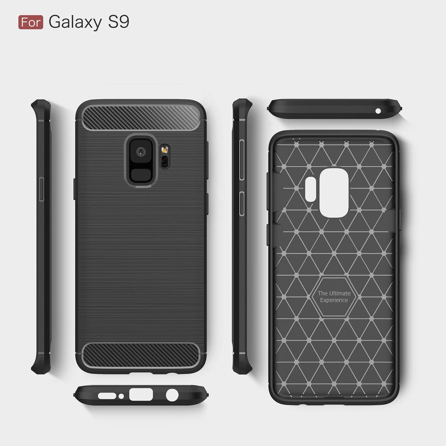 Cover til Samsung Galaxy S9 G960, Techsuit, Carbon, Sort