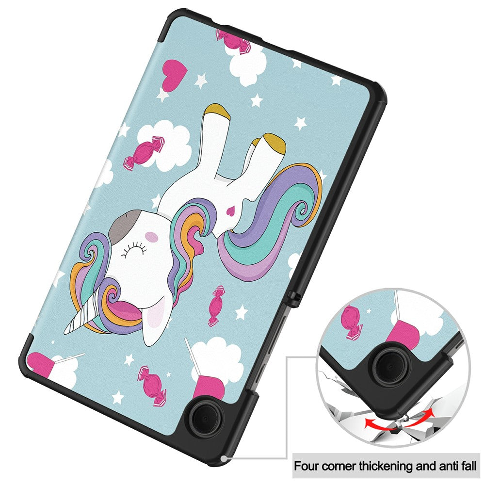 Cover til Samsung Galaxy Tab A11 / Tab A9, Techsuit, FoldPro Unicorn Ny Model, Multifarvet