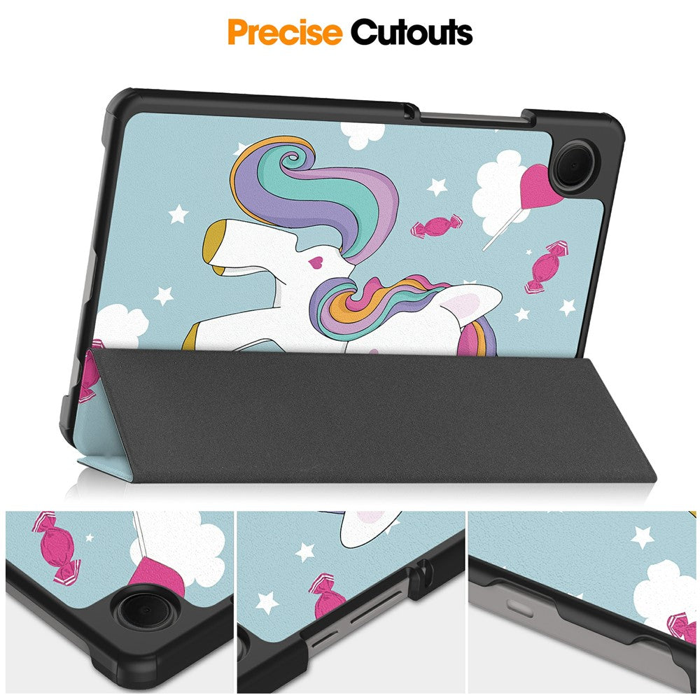 Cover til Samsung Galaxy Tab A11 / Tab A9, Techsuit, FoldPro Unicorn Ny Model, Multifarvet
