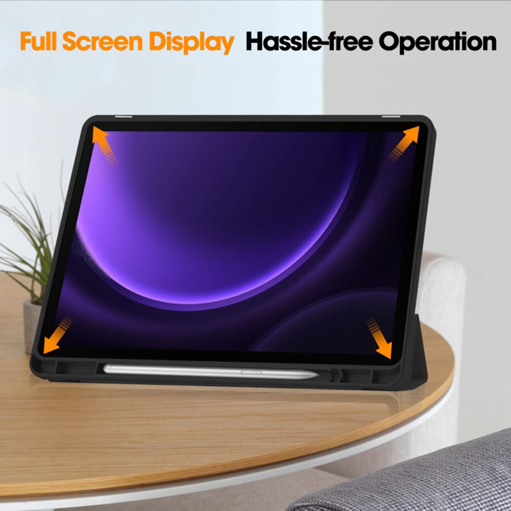 Cover til Samsung Galaxy Tab S10 FE / Tab S9 FE / Tab S9, Techsuit, Flex Trifold, Sort