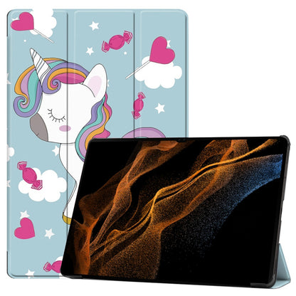Cover til Samsung Galaxy Tab S10 Ultra / Tab S9 Ultra / Tab S8 Ultra, Techsuit, FoldPro Unicorn, Multifarvet