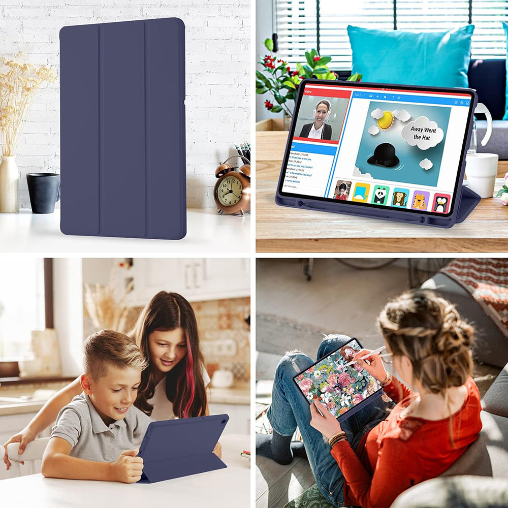 Cover til Samsung Galaxy Tab S6 Lite (2024) / Tab S6 Lite (2022) / Tab S6 Lite (2020), Techsuit, Flex Trifold, Mørkeblå
