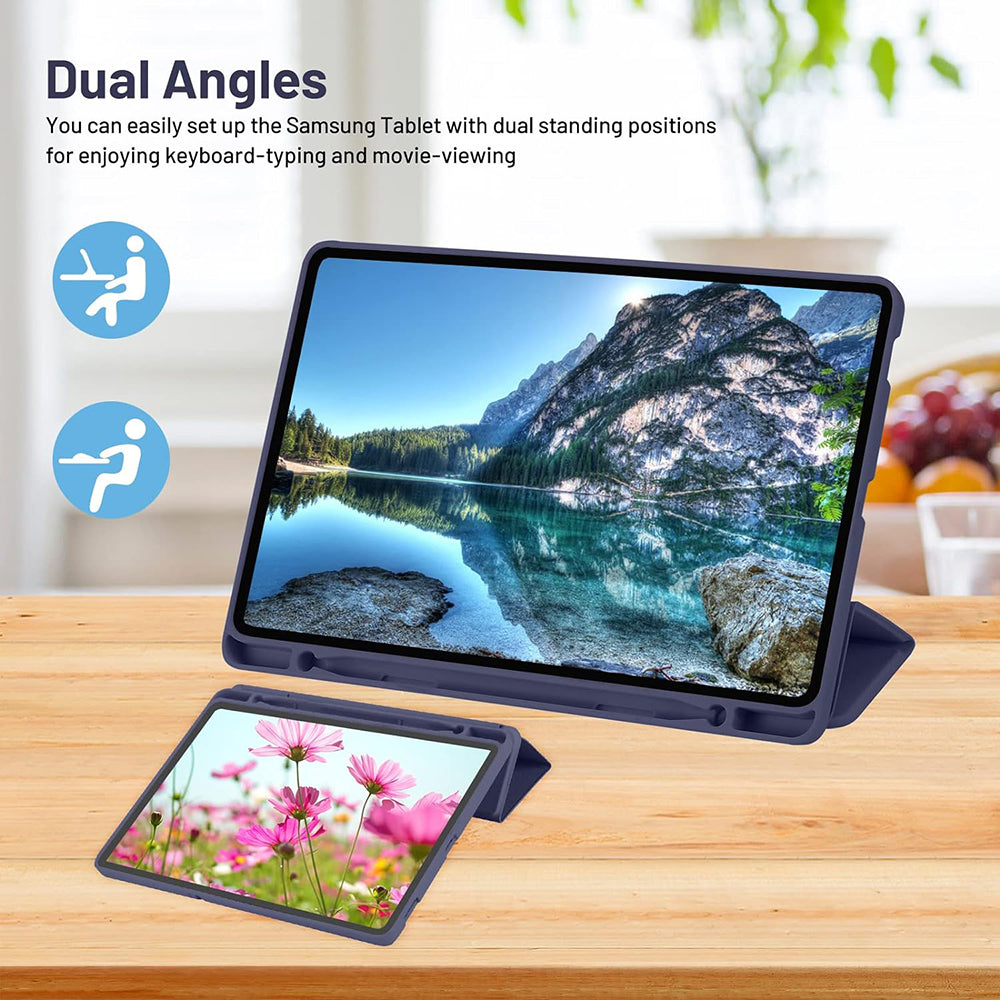 Cover til Samsung Galaxy Tab S6 Lite (2024) / Tab S6 Lite (2022) / Tab S6 Lite (2020), Techsuit, Flex Trifold, Mørkeblå