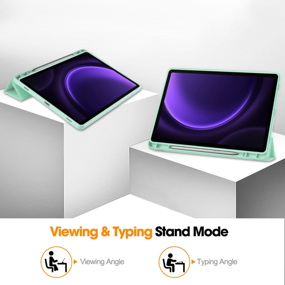 Cover til Samsung Galaxy Tab S9 FE / Tab S9 / Tab S10 FE, Techsuit, Flex Trifold, Grøn Matcha