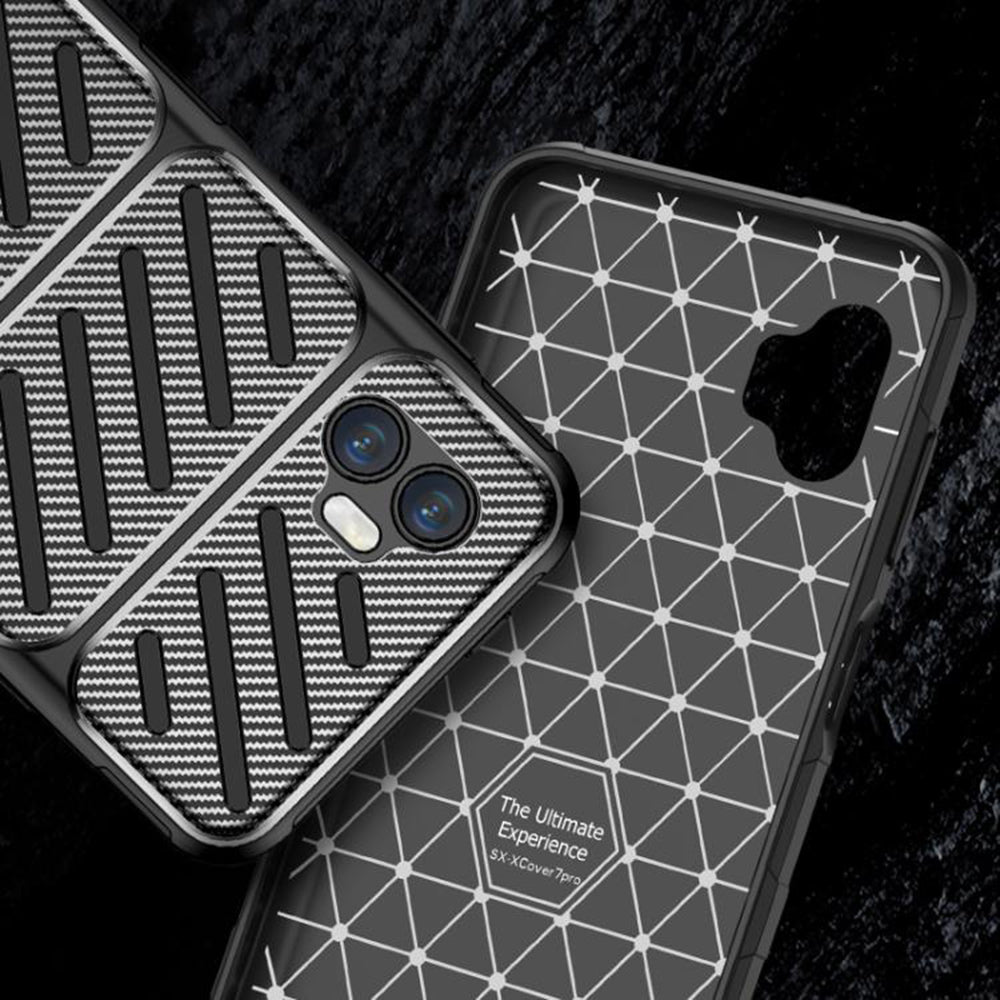 Cover til Samsung Galaxy XCover7 Pro, Techsuit, CarbonFiber, Sort