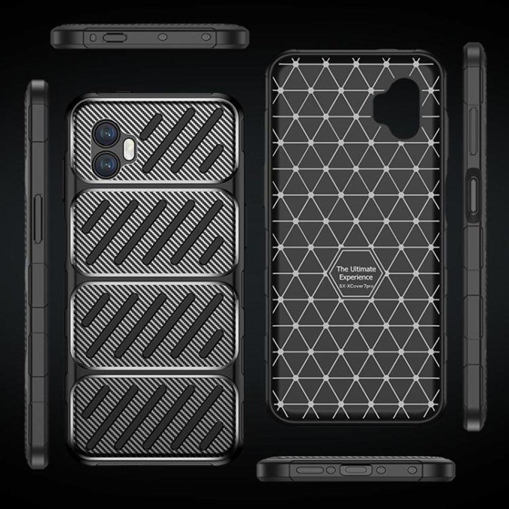 Cover til Samsung Galaxy XCover7 Pro, Techsuit, CarbonFiber, Sort