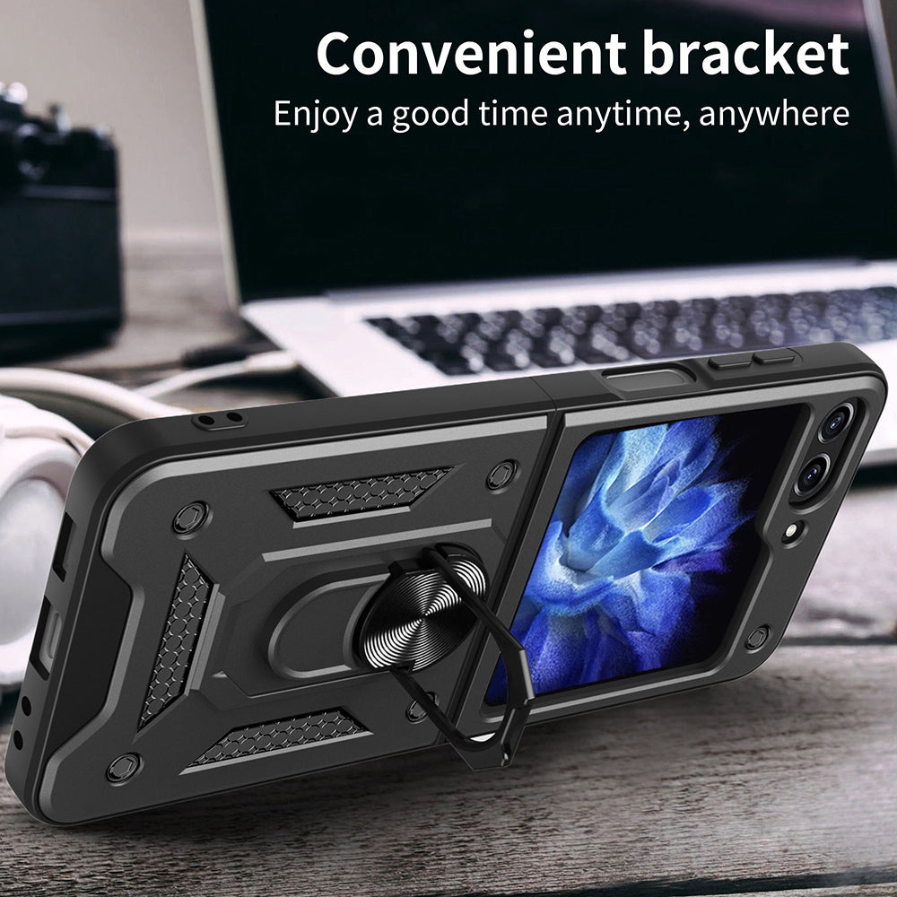 Cover til Samsung Galaxy Z Flip5 F731, Techsuit, CamShield, Sort