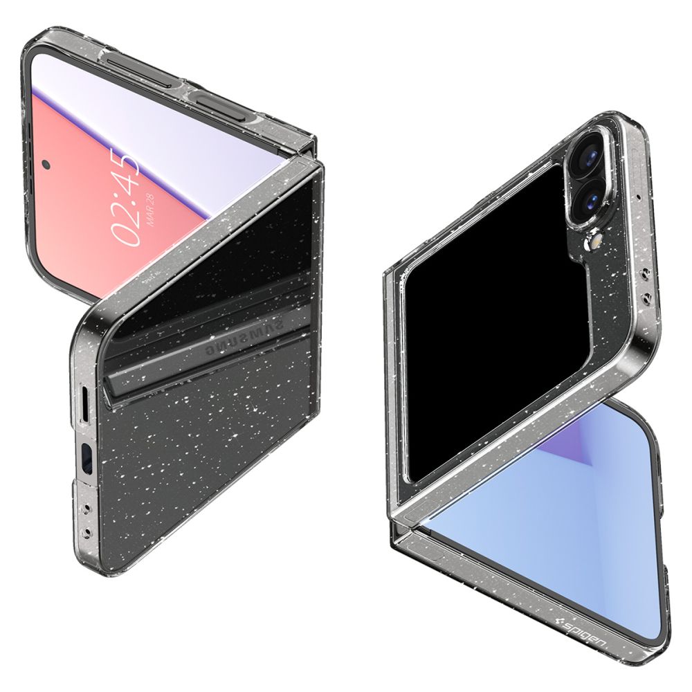 Etui til Samsung Galaxy Z Flip7 FE F761 / Z Flip6 F741, Spigen, Air Skin Glitter, Gennemsigtig