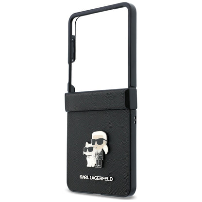 Cover til Samsung Galaxy Z Flip8 F776, Karl Lagerfeld, Saffiano Karl & Choupette Metal Pin, Sort
