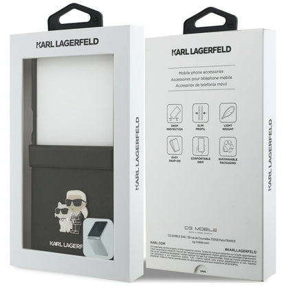 Cover til Samsung Galaxy Z Flip8 F776, Karl Lagerfeld, Saffiano Karl & Choupette Metal Pin, Sort