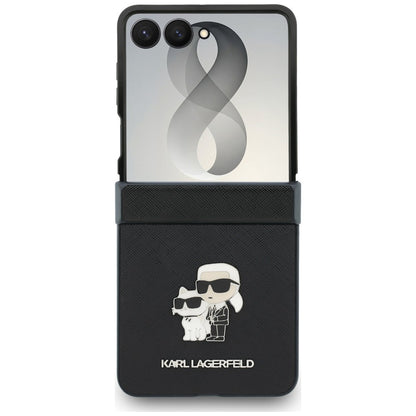 Cover til Samsung Galaxy Z Flip8 F776, Karl Lagerfeld, Saffiano Karl & Choupette Metal Pin, Sort