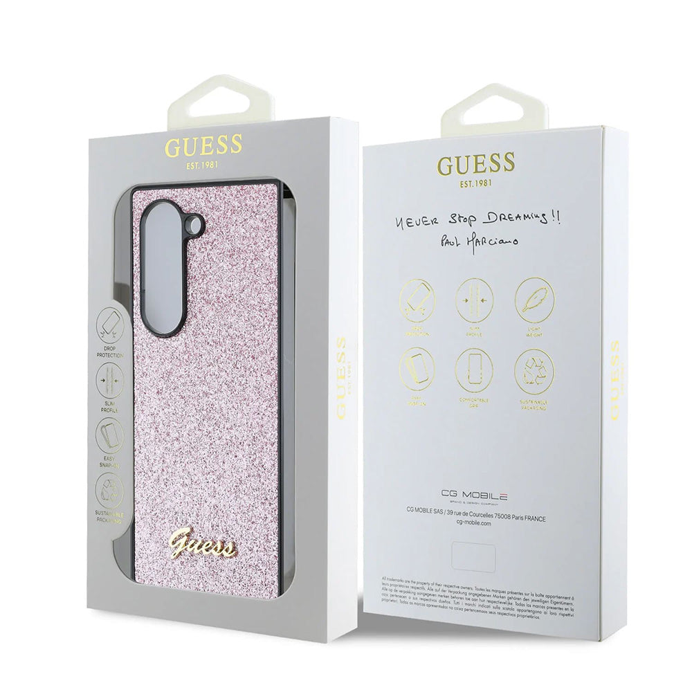 Etui til Samsung Galaxy Z Fold6 F956, Guess, Glitter Script, Pink