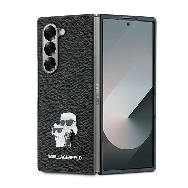 Etui til Samsung Galaxy Z Fold6 F956, Karl Lagerfeld, Saffiano Karl & Choupette Metal, Sort