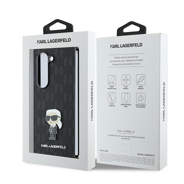 Etui til Samsung Galaxy Z Fold6 F956, Karl Lagerfeld, Saffiano Monogram Ikonik, Sort