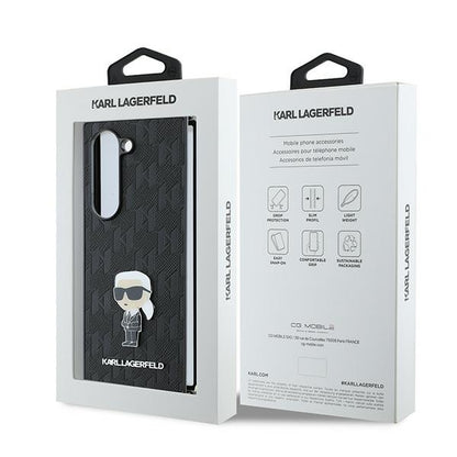 Etui til Samsung Galaxy Z Fold6 F956, Karl Lagerfeld, Saffiano Monogram Ikonik, Sort