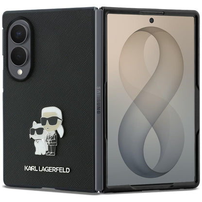 Cover til Samsung Galaxy Z Fold8 F971, Karl Lagerfeld, Saffiano Karl & Choupette Metal Pin, Sort