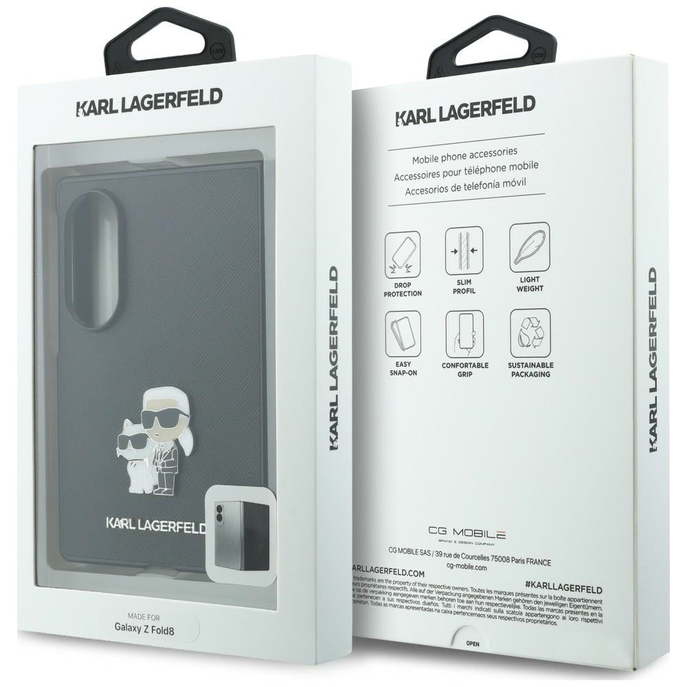 Cover til Samsung Galaxy Z Fold8 F971, Karl Lagerfeld, Saffiano Karl & Choupette Metal Pin, Sort