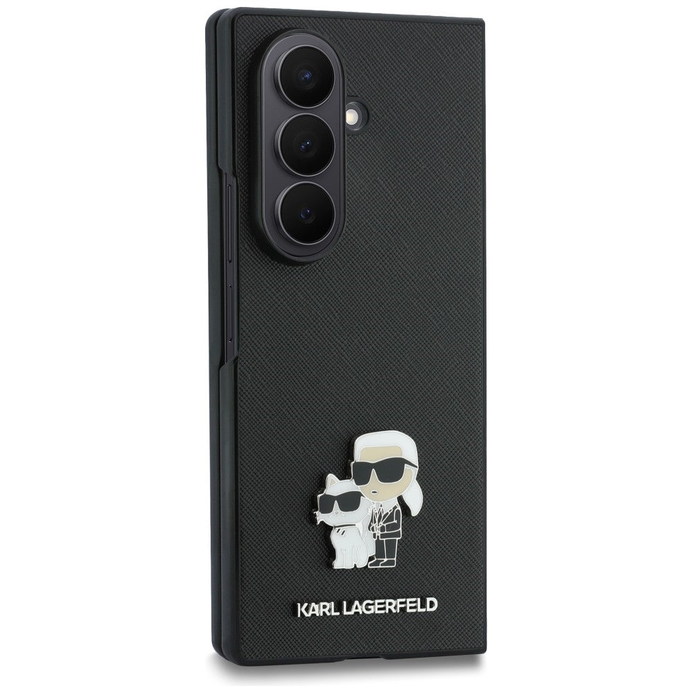 Cover til Samsung Galaxy Z Fold8 Ultra F976, Karl Lagerfeld, Saffiano Karl & Choupette Metal Pin, Sort