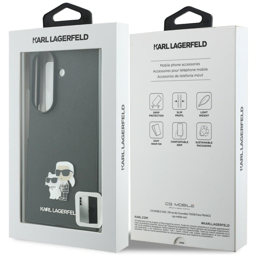 Cover til Samsung Galaxy Z Fold8 Ultra F976, Karl Lagerfeld, Saffiano Karl & Choupette Metal Pin, Sort